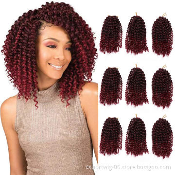 Wholesale Mali Bob Twist Crochet Hair Kinky Crochet Braiding Hair Extensions 3X Pack Solid And Ombre Color Synthetic Fiber